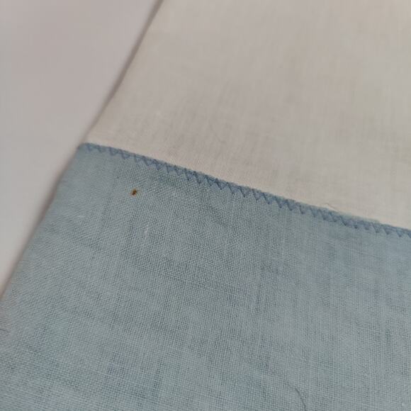 Vintage Card Table Tablecloth Corner Ties Embroidered Sailboats White Blue - Picture 5 of 5